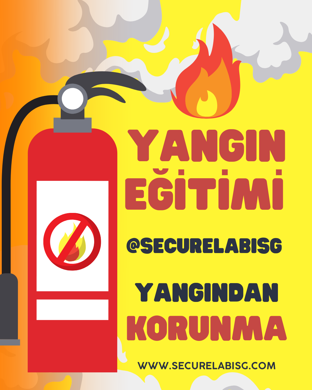 Yangın eğitimi sırasında uygulamalı tatbikat yapan çalışanlar.